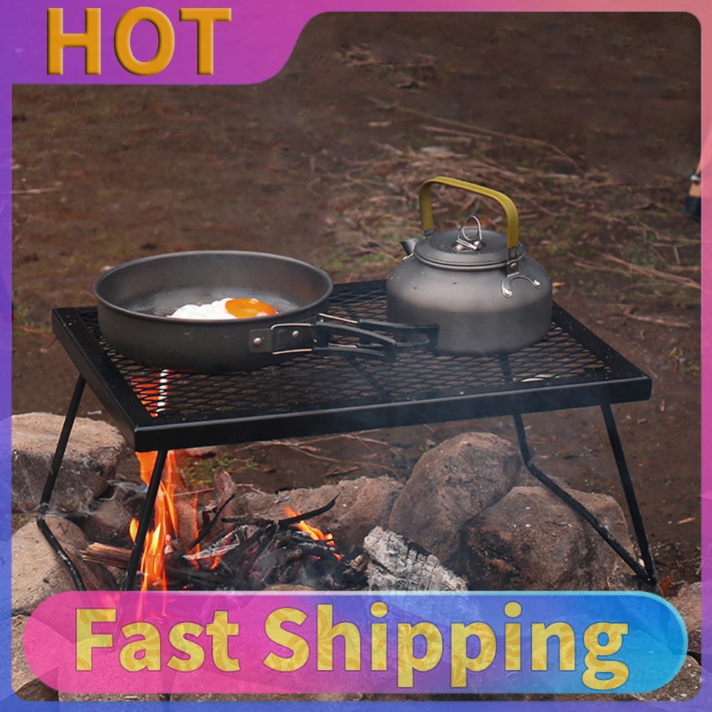 Camping Cooking Over Fire - Grelha para Fogueira Reforçada Dobrável para