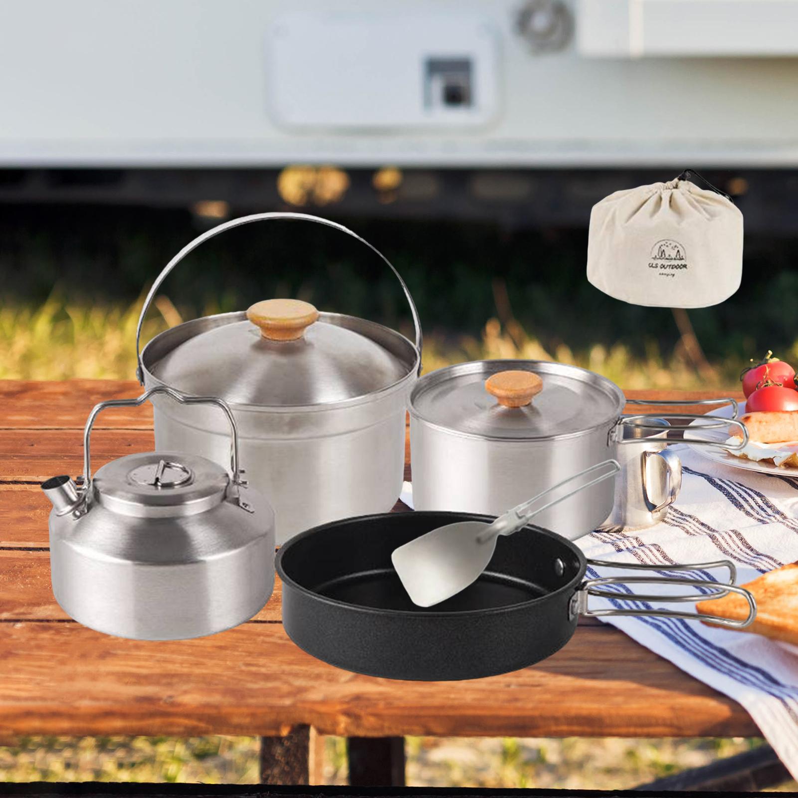 Camping Cooking Set With Kettle - Panelas de acampamento, equipamento de cozinha