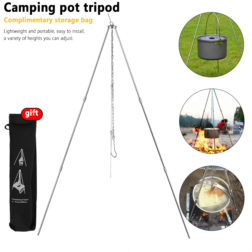 Camping Cooking Pot Tripod - Tripé para fogueira de acampamento, para