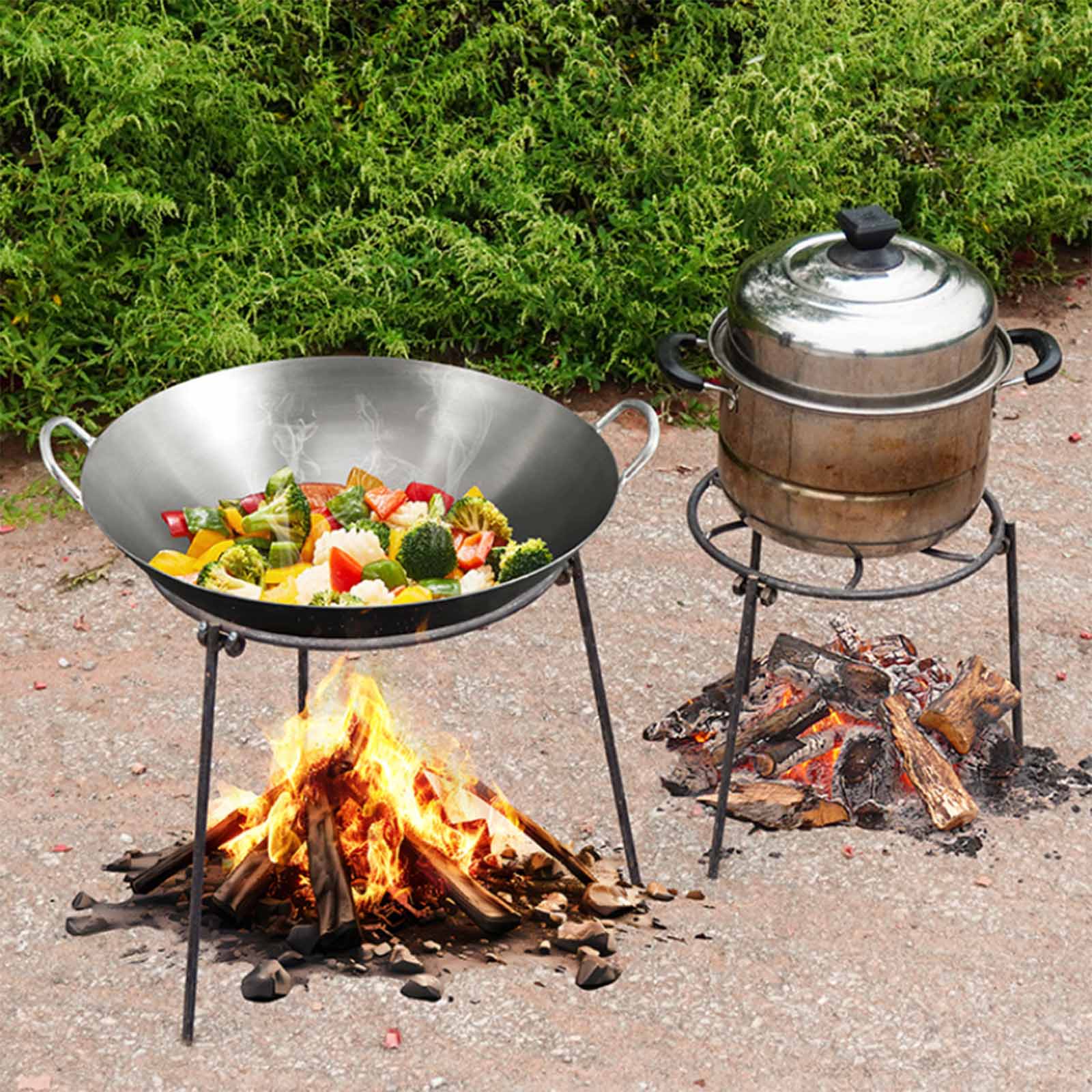 Camping Cooking Pot Tripod - Suporte de Churrasqueira Portátil para Fogueira,