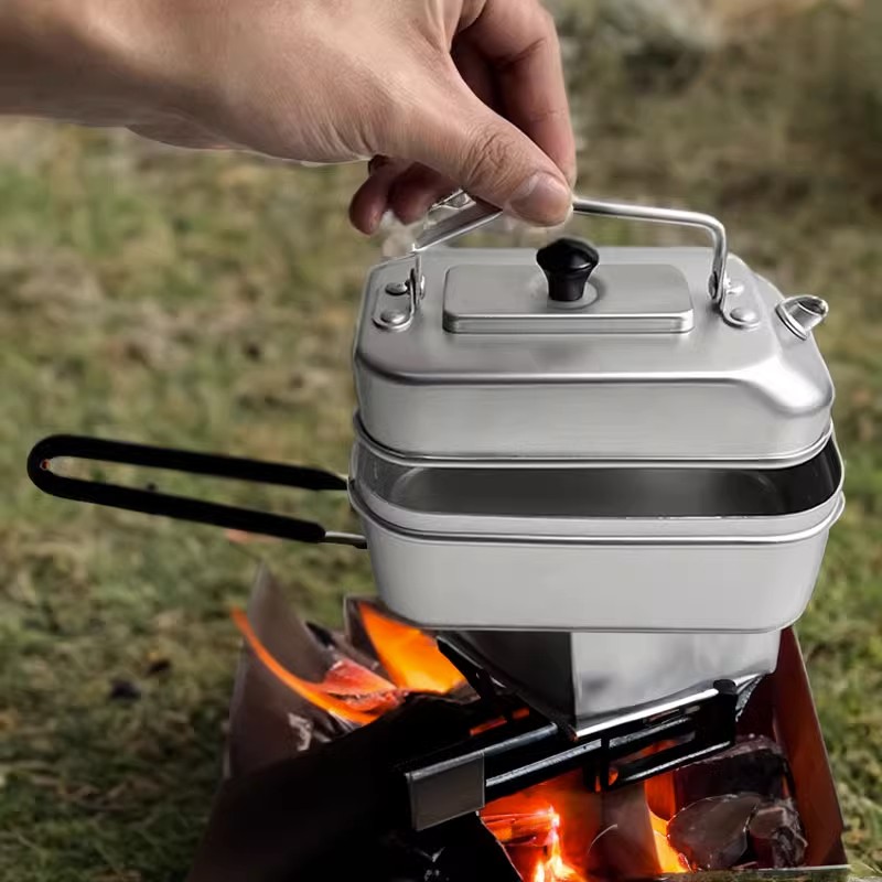 Camping Cooking Set With Kettle - Ultraleve Portátil Picnic Chaleira, Camping Bule,