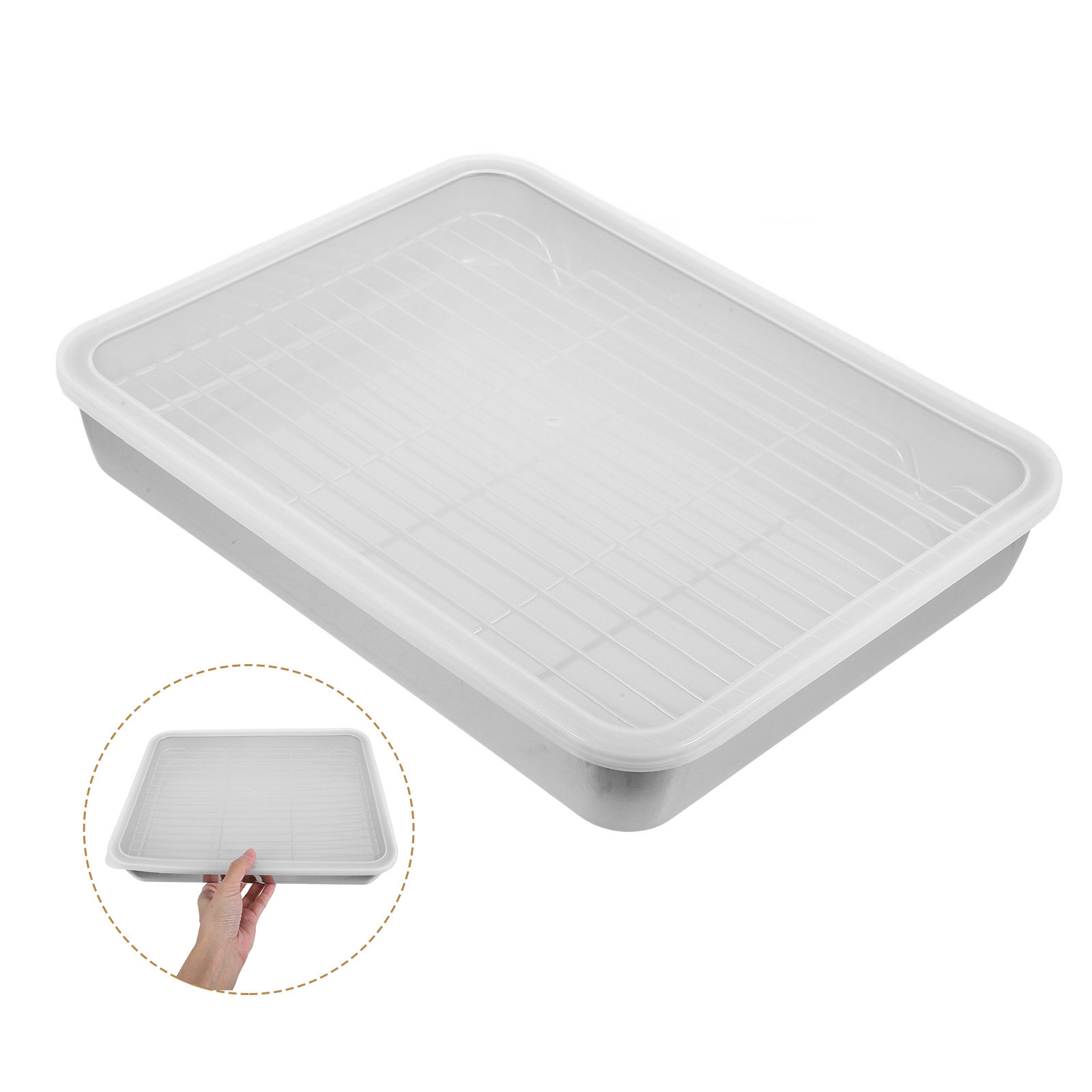 Camping Cooking Dishes - Assadeira Retangular de Aço Inoxidável com