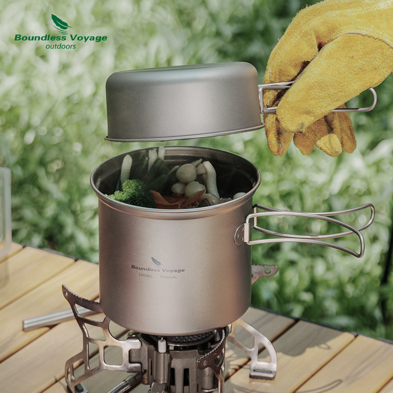 Camping Cooking Pot Set - Conjunto de Panela Dobrável de Titânio