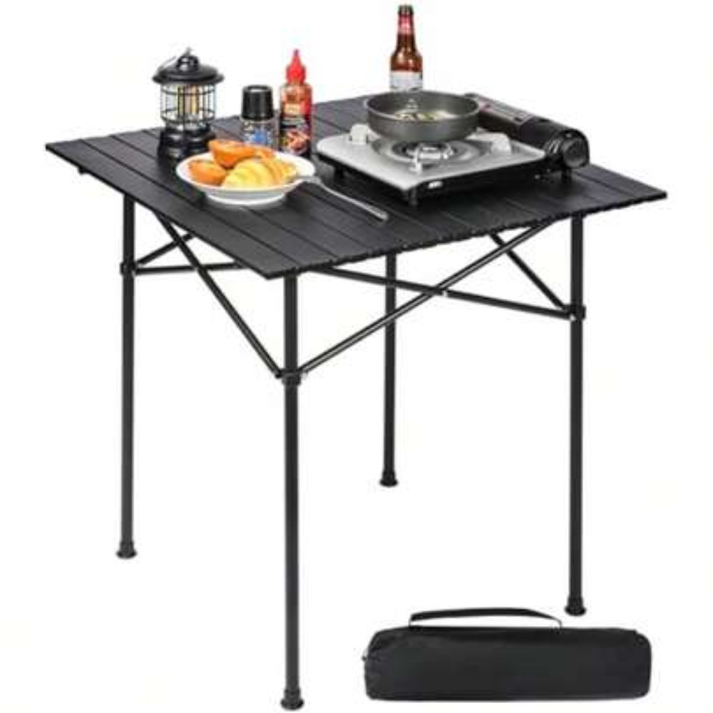 Camping Cooking Requirements - Mesa de Camping Dobrável Preta Quadrada