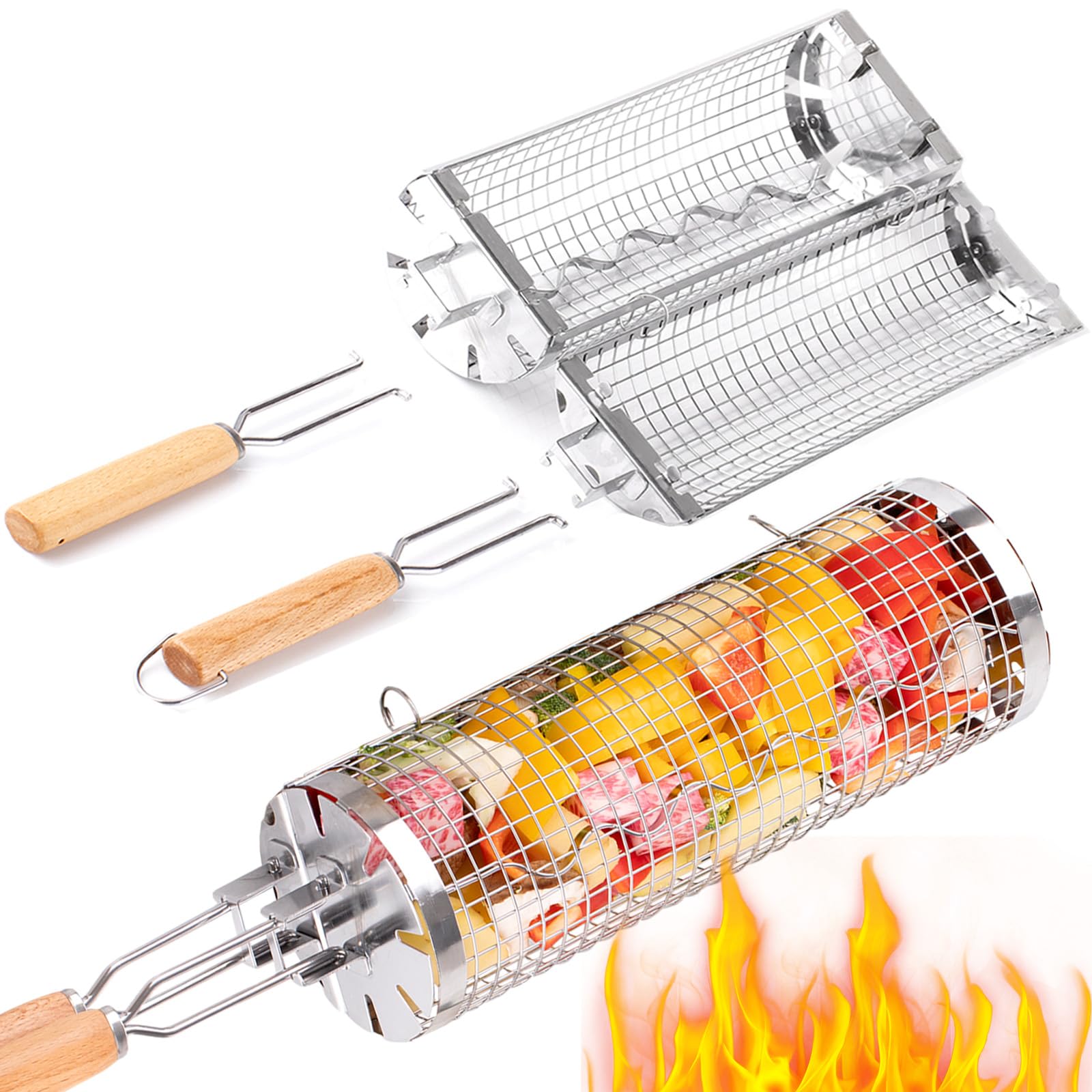 Camping Cooking Youtube - Buyies cesta de grelha rolante, tubo