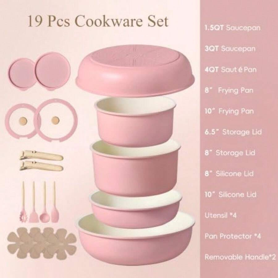 Conjunto de 19 peças de panela - Camping Cooking Set Detachable Handle avaliação e preço