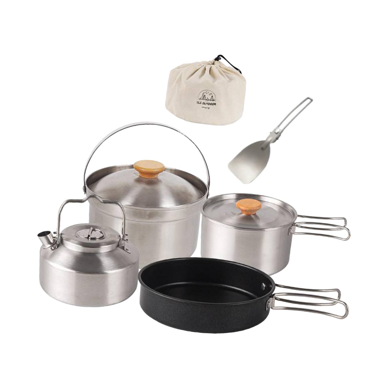 Panelas de acampamento, equipa - Camping Cooking Set With Kettle avaliação e preço