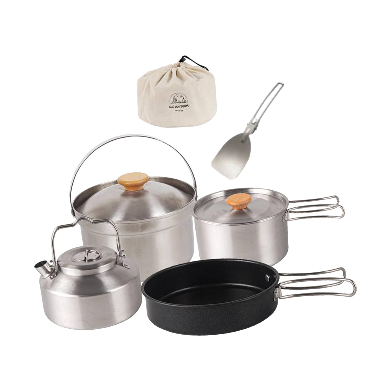 Panelas de acampamento, equipa - Camping Cooking Set With Kettle avaliação e preço