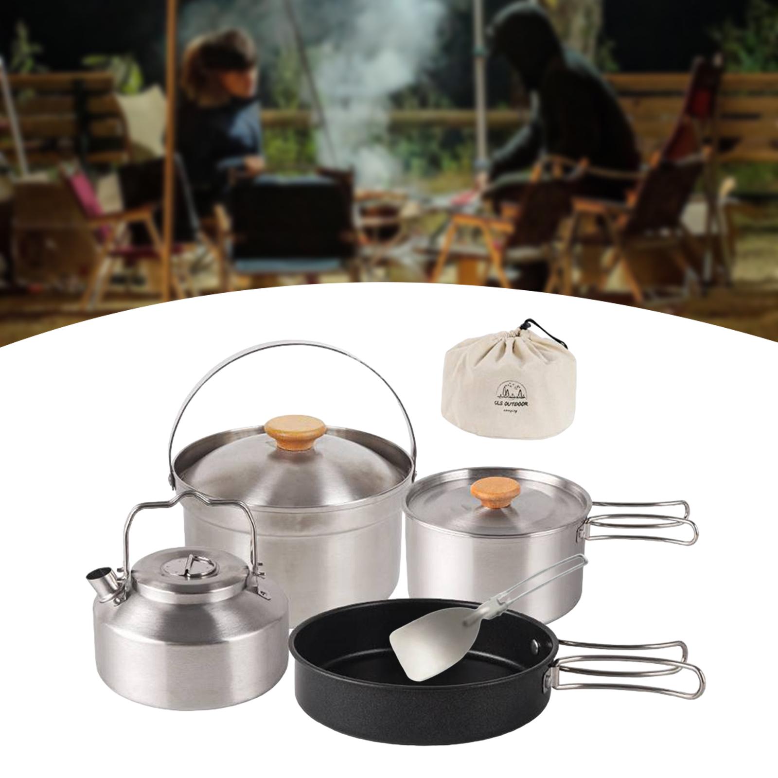 Panelas de acampamento, equipa - Camping Cooking Set With Kettle avaliação e preço