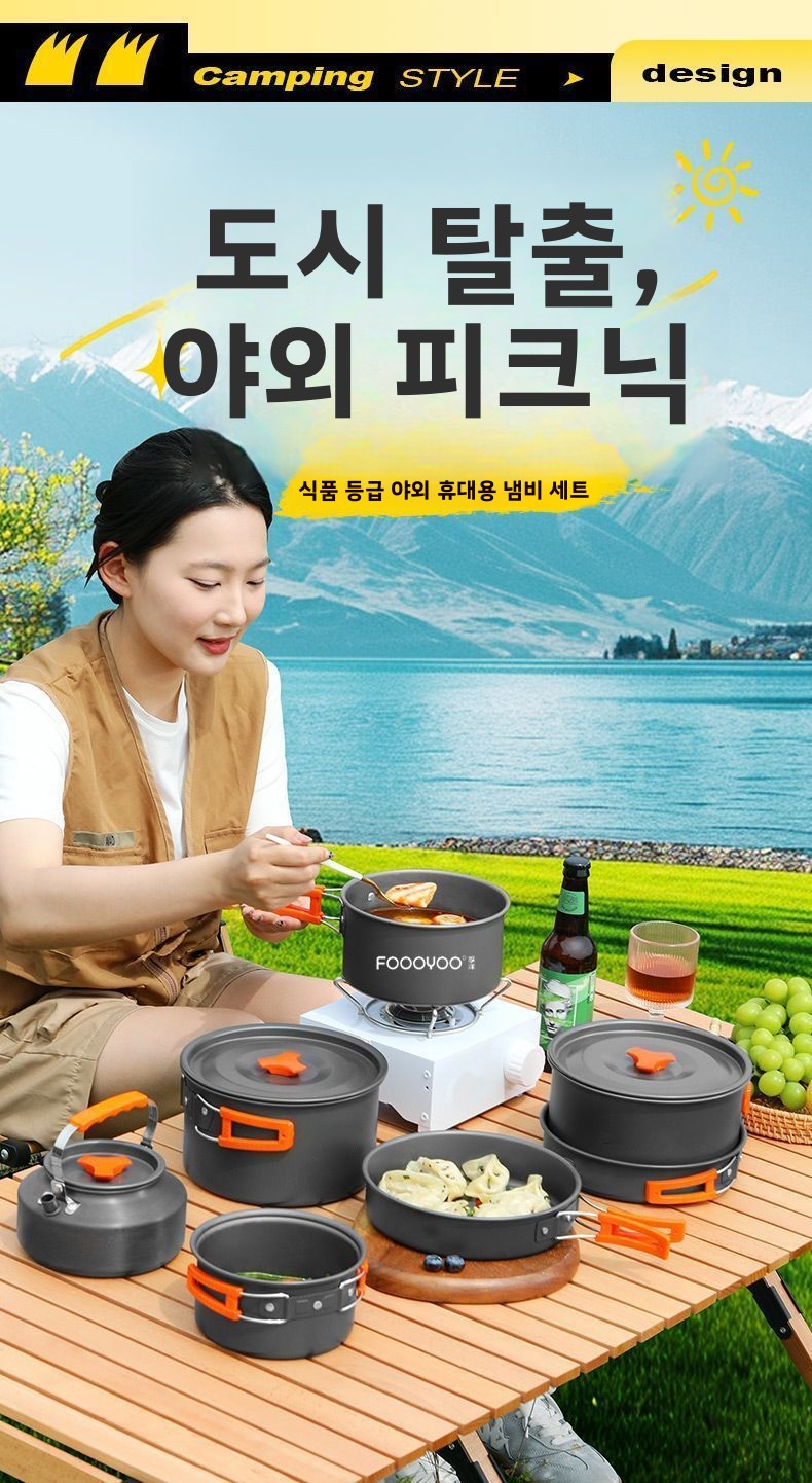 Conjunto de Utensílios de Cozi - Camping Cooking Set With Kettle avaliação e preço