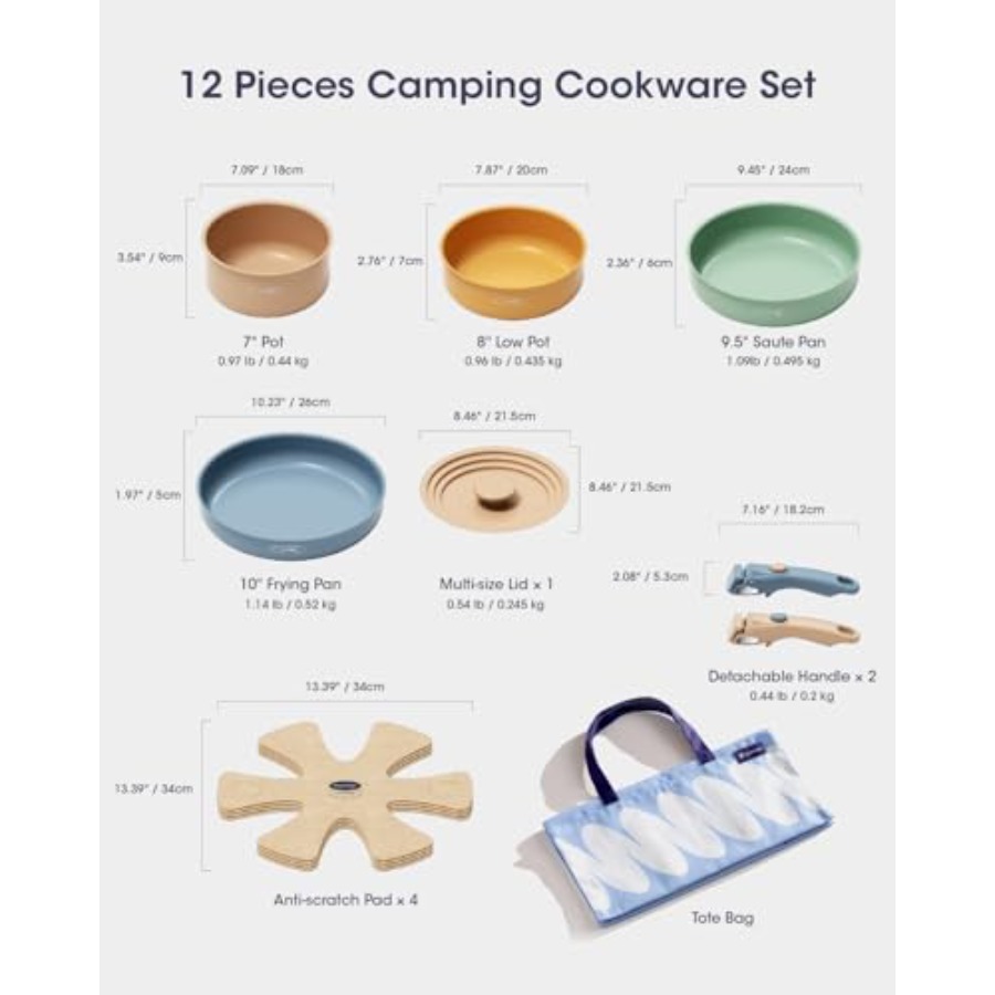 Conjunto de Utensílios de Cerâ - Camping Cooking Set Detachable Handle avaliação e preço