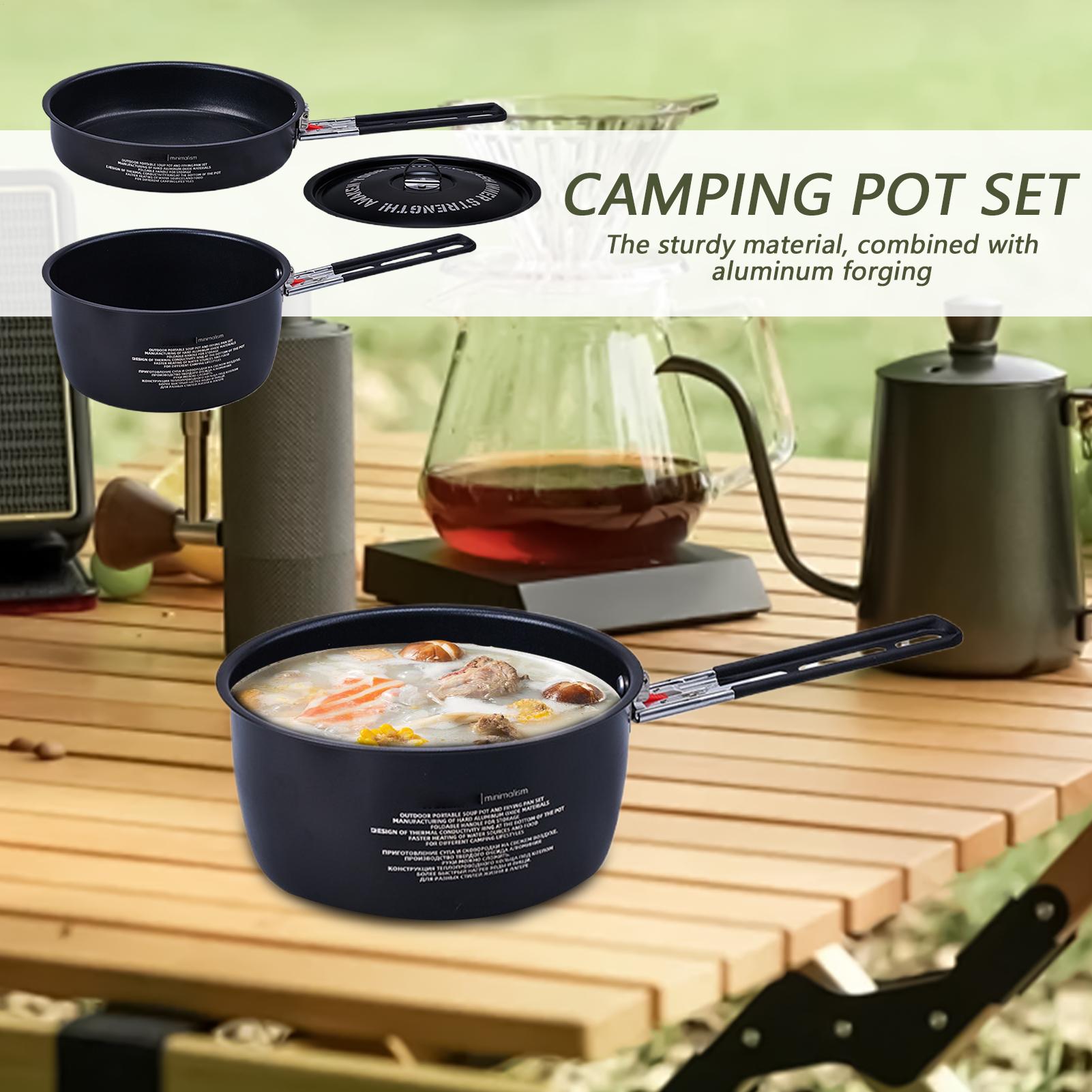 Conjunto de panelas de acampam - Camping Cooking Set Detachable Handle avaliação e preço