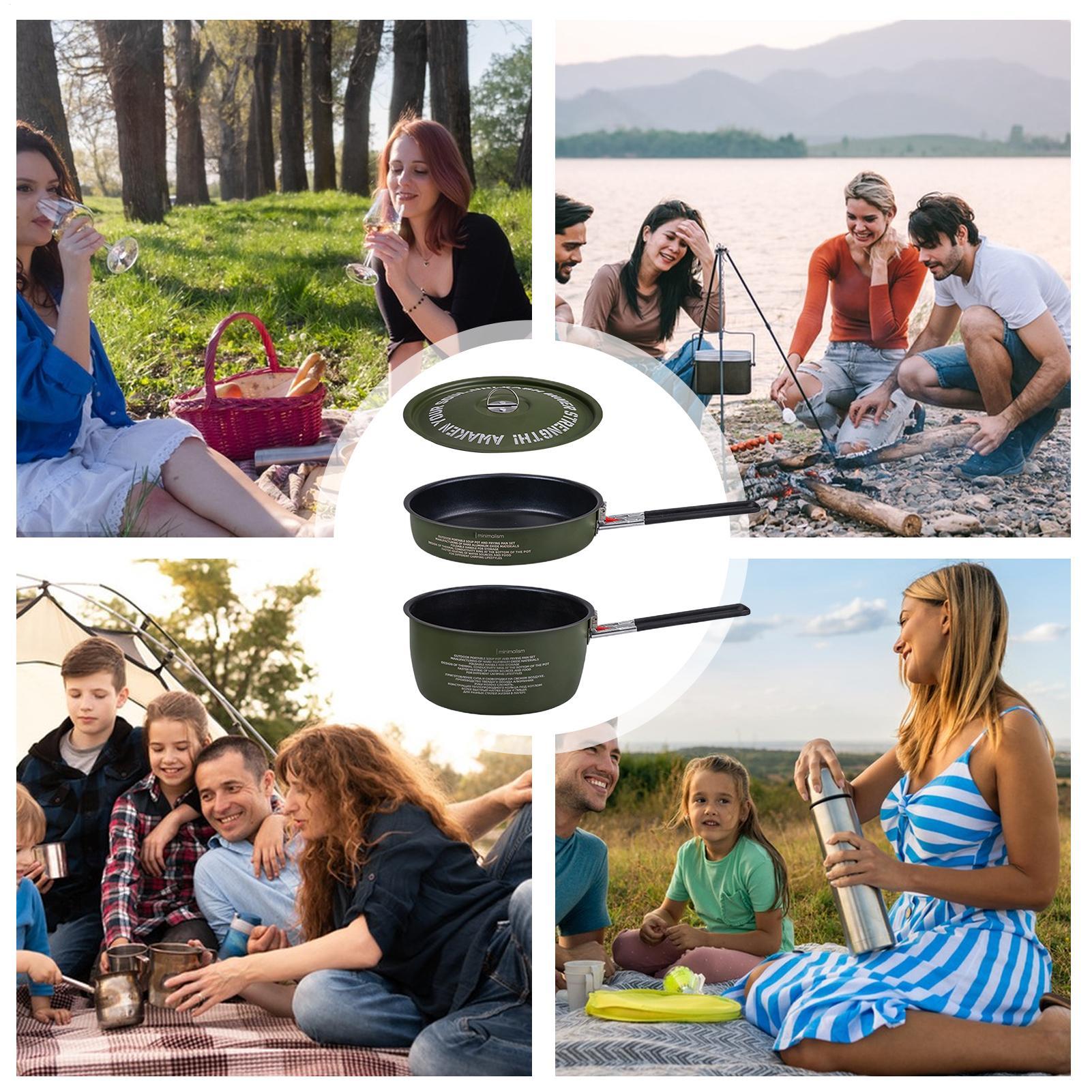 Conjunto de panelas de acampam - Camping Cooking Set Detachable Handle avaliação e preço