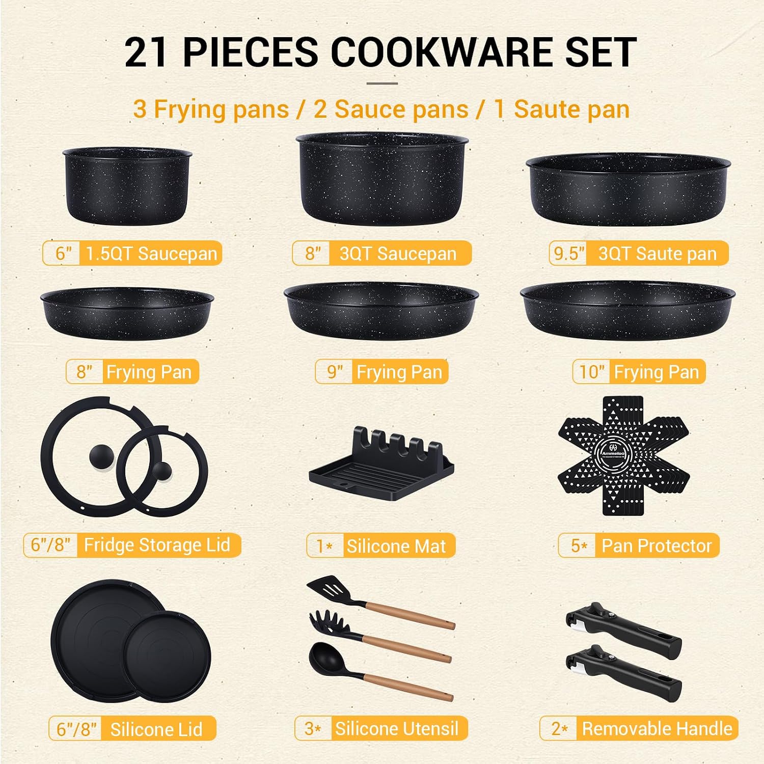 Conjunto de Panelas Antiaderen - Camping Cooking Set Detachable Handle avaliação e preço