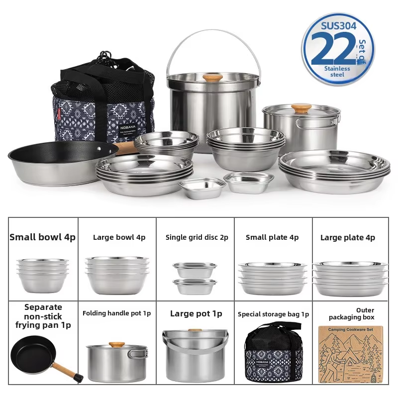 Nobana mais novo conjunto de p - Camping Cooking Pot Set avaliação e preço