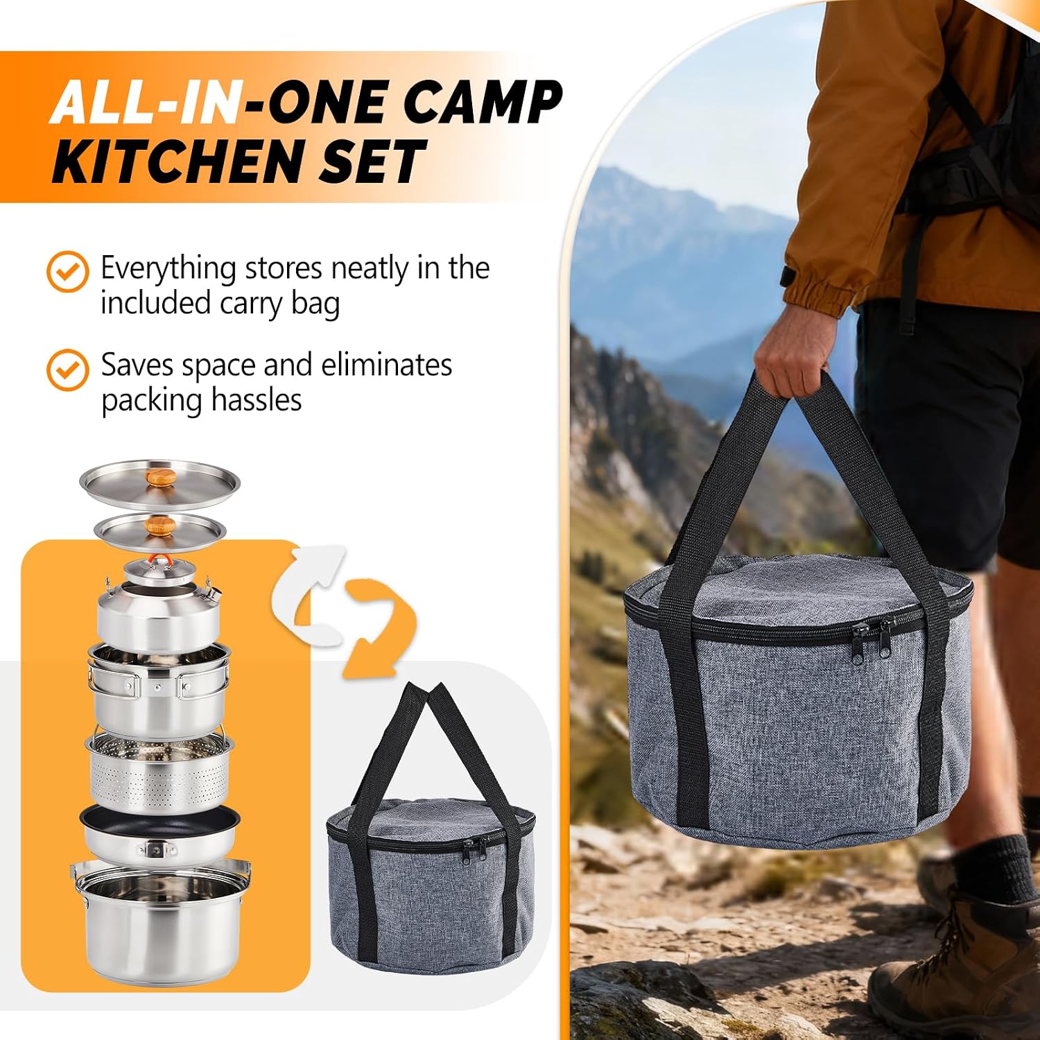 Conjunto de Utensílios de Cozi - Camping Cooking Set With Kettle avaliação e preço