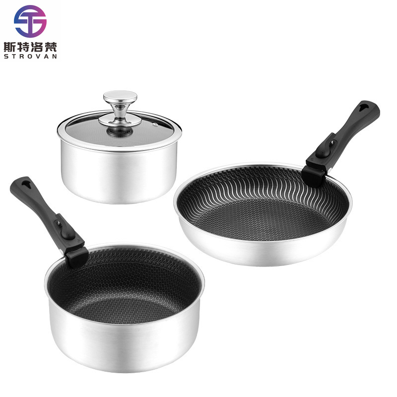 Conjunto de panelas de aço ino - Camping Cooking Set Detachable Handle avaliação e preço
