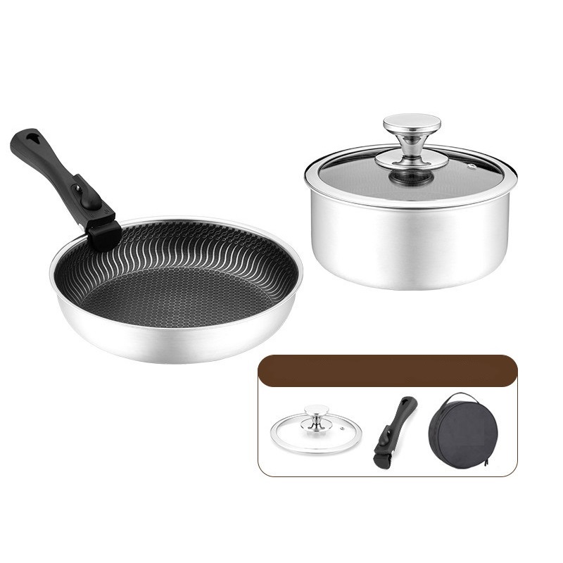 Conjunto de panelas de aço ino - Camping Cooking Set Detachable Handle avaliação e preço
