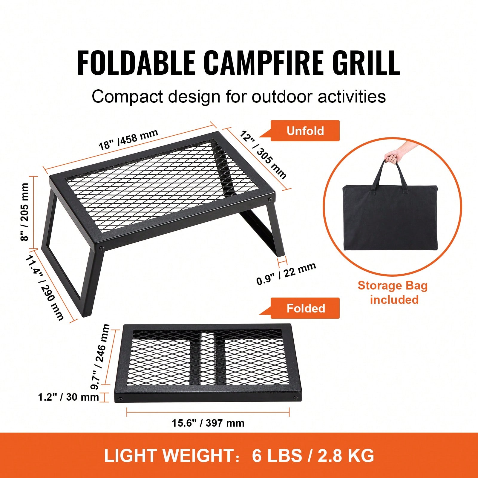 Grelha Dobrável/Giratória para - Camping Cooking Over Fire avaliação e preço