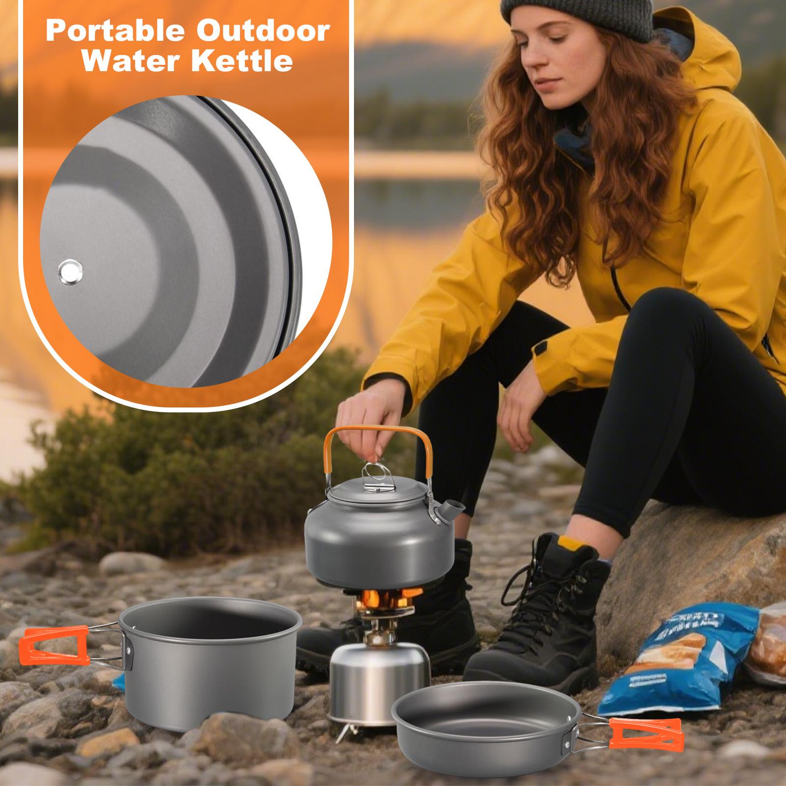 Panelas de acampamento conjunt - Camping Cooking Set With Kettle avaliação e preço