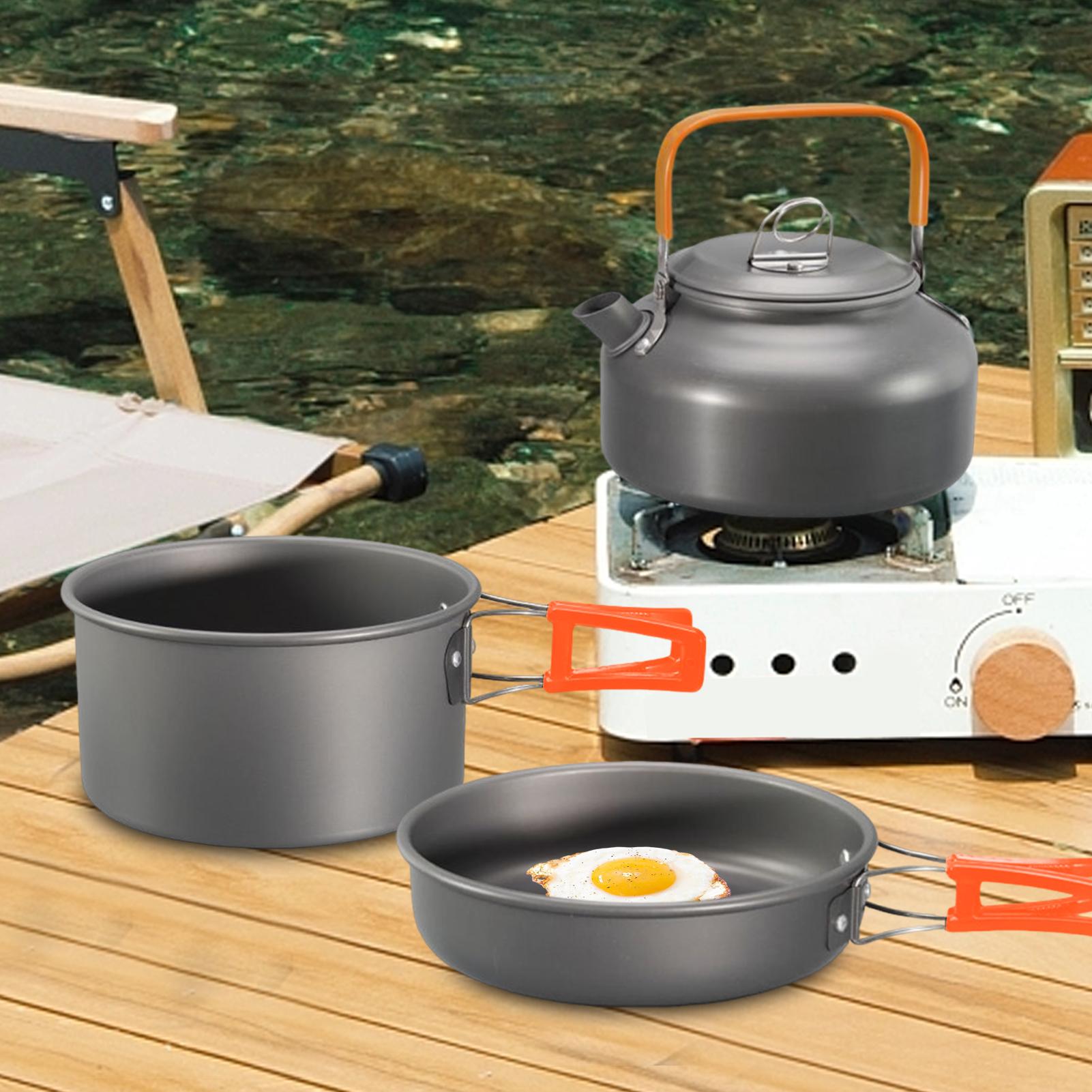 Panelas de acampamento conjunt - Camping Cooking Set With Kettle avaliação e preço