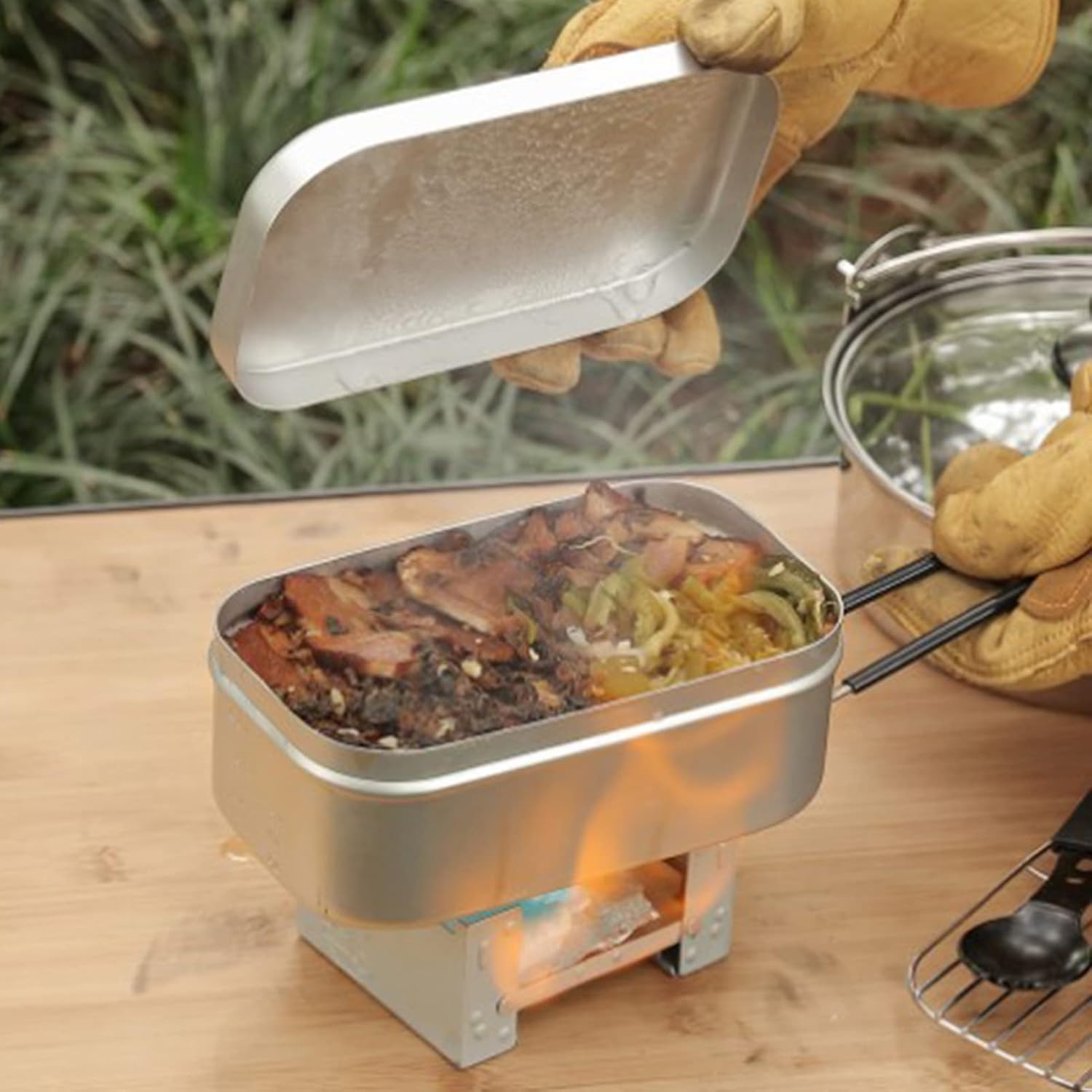 Alça dobrável da caixa de bent - Camping Outdoor Cooking Set avaliação e preço
