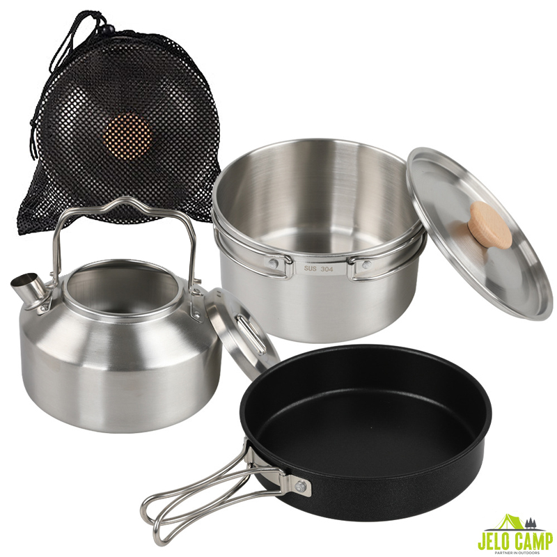 Conjunto de Utensílios de Cozi - Camping Cooking Set With Kettle avaliação e preço