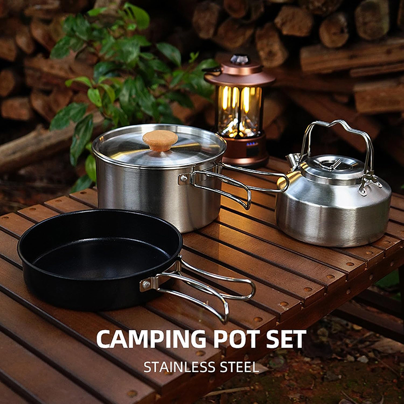Conjunto de Utensílios de Cozi - Camping Cooking Set With Kettle avaliação e preço