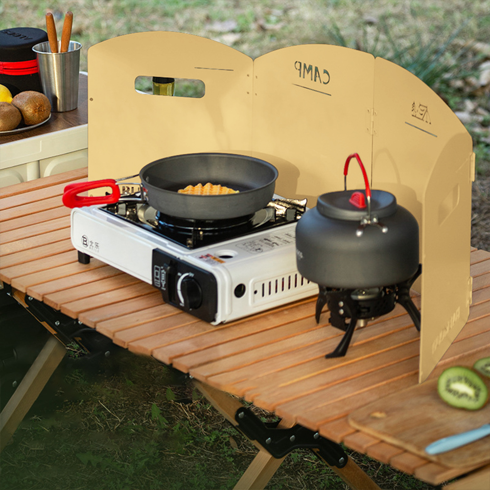Pára-brisa dobrável para fogão - Cooking On Camping Stove avaliação e preço