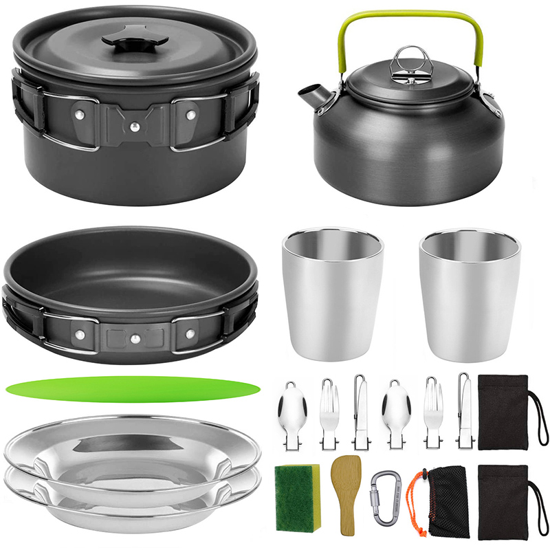 Conjunto de Utensílios de Cozi - Camping Cooking Set With Kettle avaliação e preço