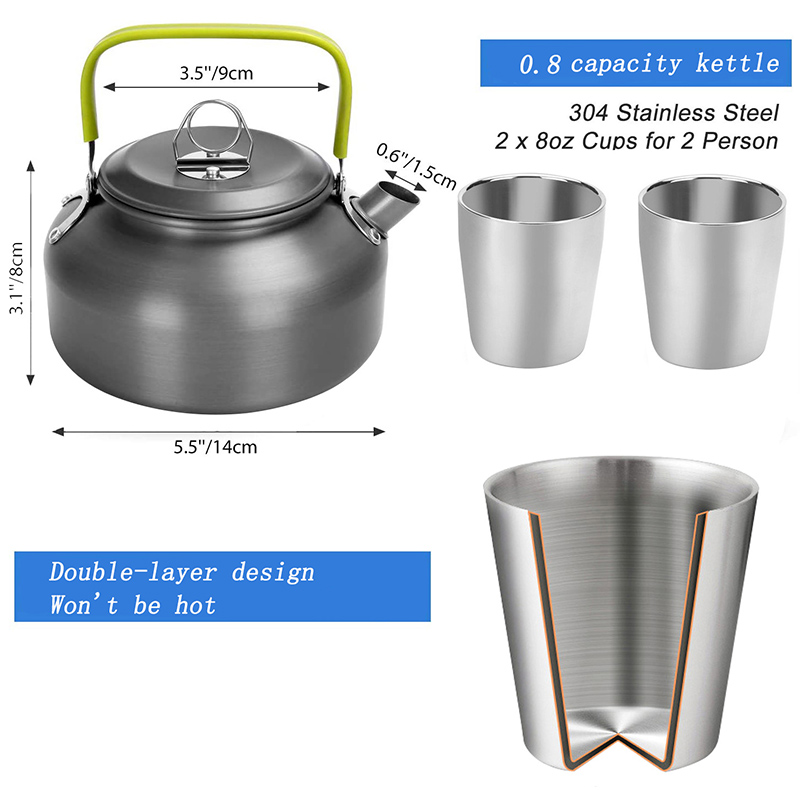 Conjunto de Utensílios de Cozi - Camping Cooking Set With Kettle avaliação e preço