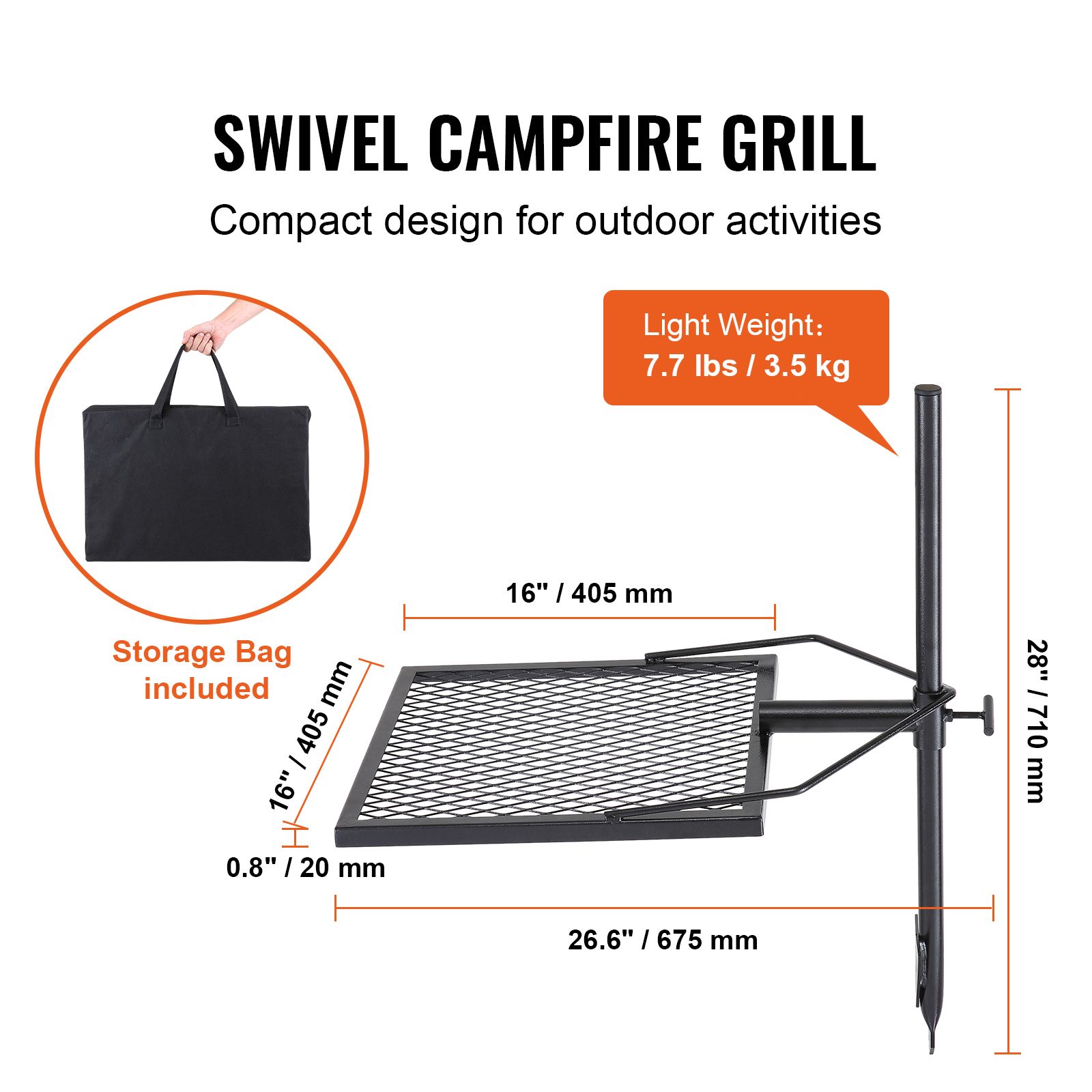 Grelha Giratória para Fogueira - Camping Cooking Over Fire avaliação e preço